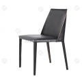 Black saddle leather high density foam dining chairs